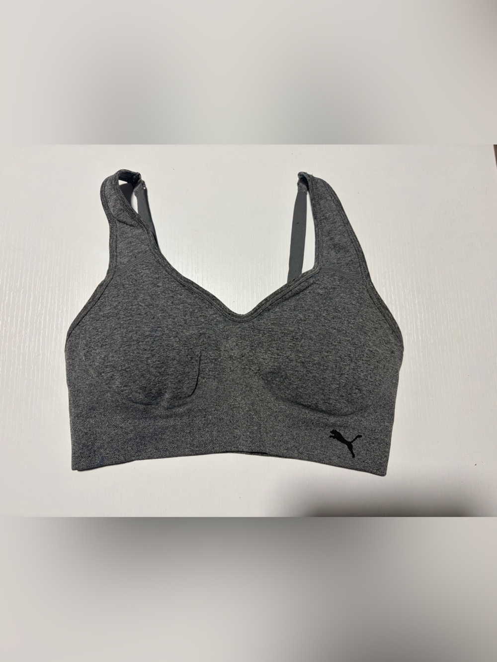 Puma Dark Gray Seamless Sports Bra - Supportive Workout Top